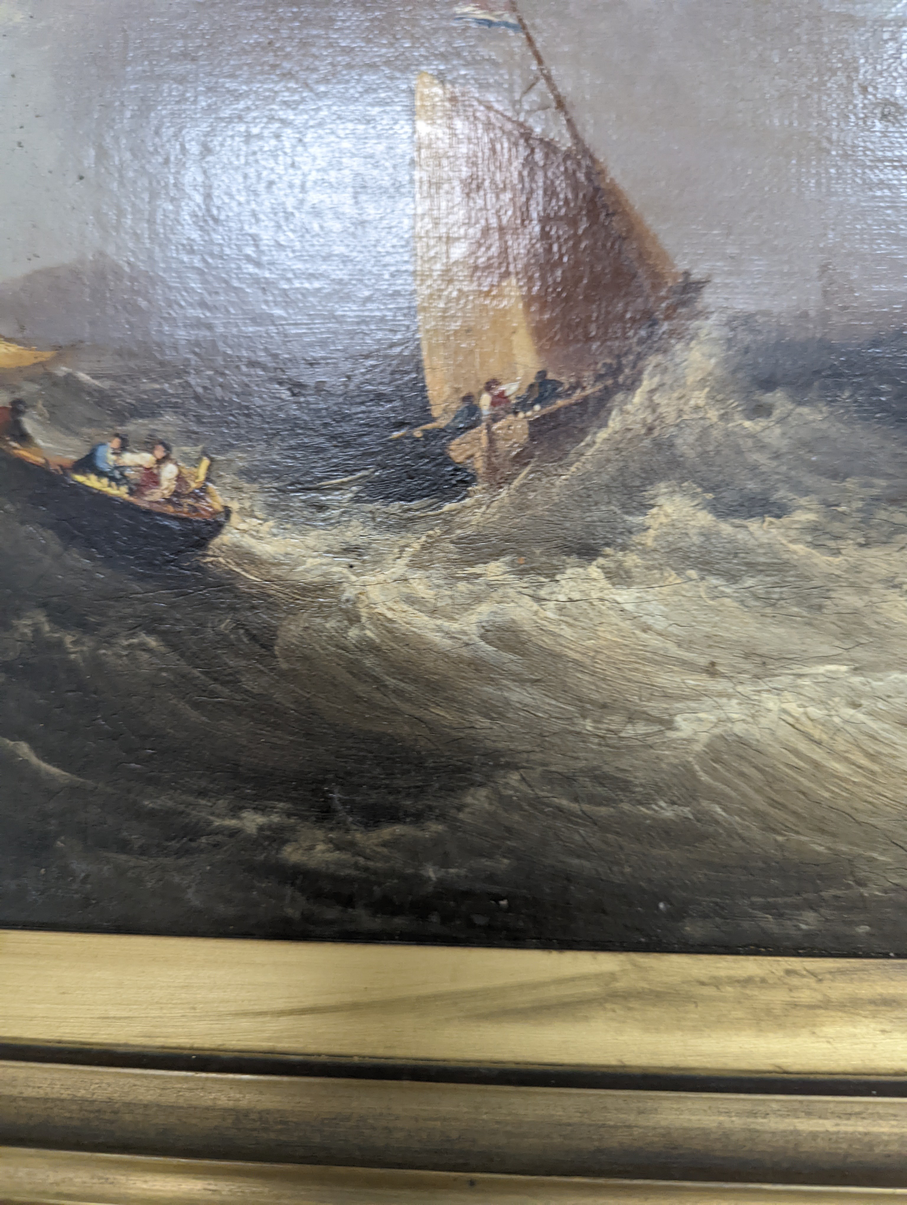 F. Calvert (19th C.), oil on canvas, Fishing boats off the coast, signed and dated 1831, 29 x 39cm